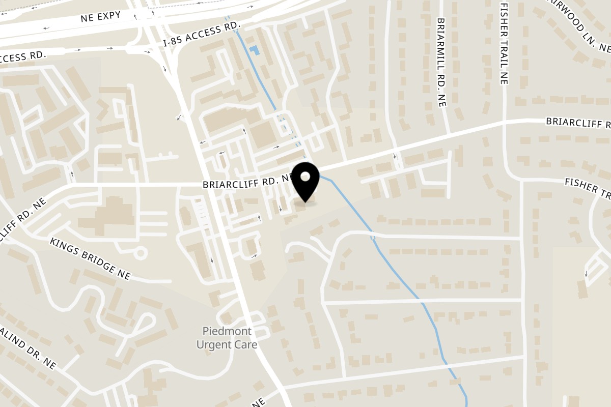 Map showing the location of Bahel Ethiopian Restaurant on 3125 Briarcliff Rd NE ste c in Atlanta